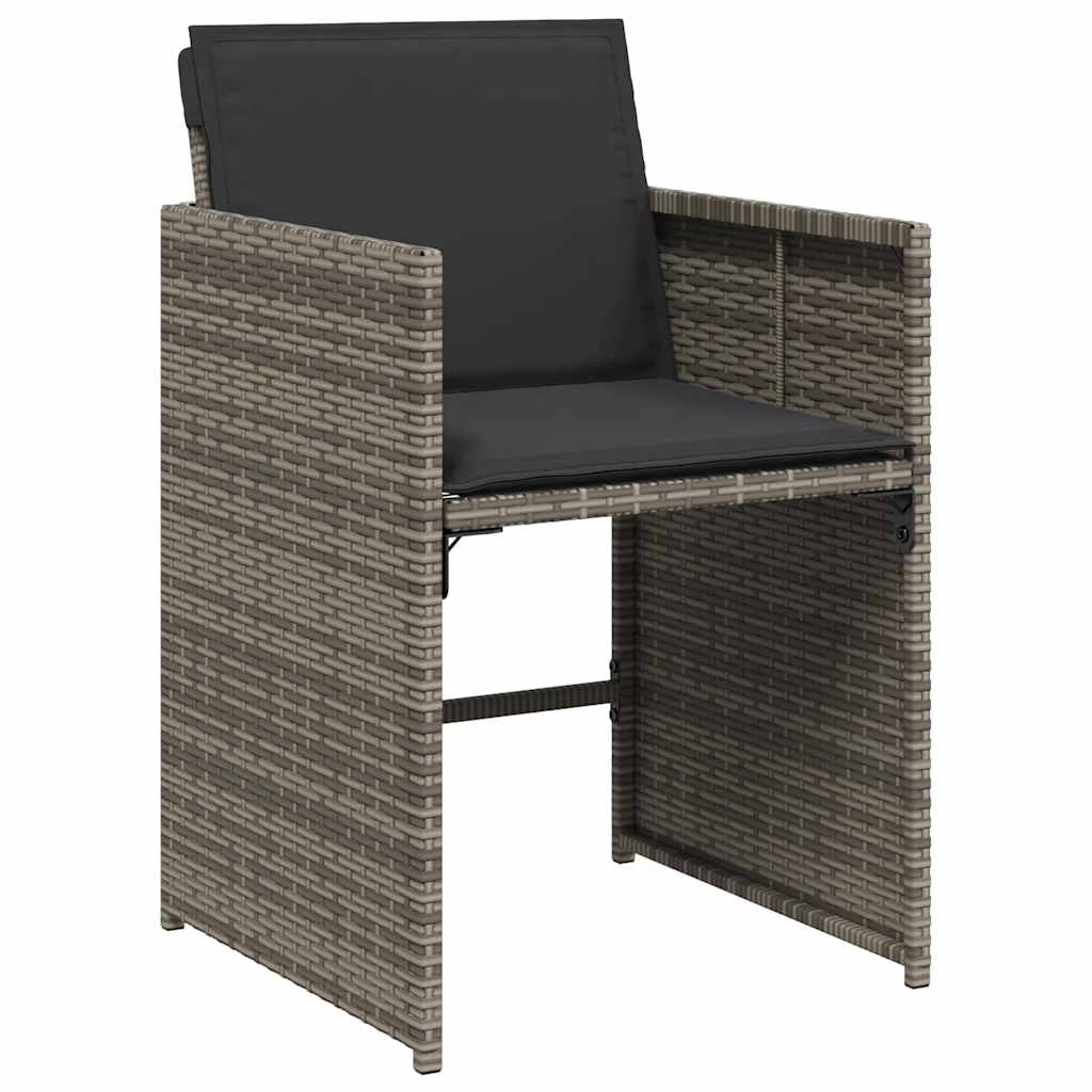 vidaXL 9 Piece Garden Dining Set with Cushions Grey Poly Rattan 4