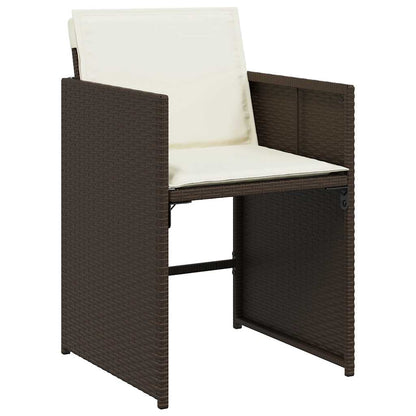 vidaXL 9 Piece Garden Dining Set with Cushions Brown Poly Rattan 6