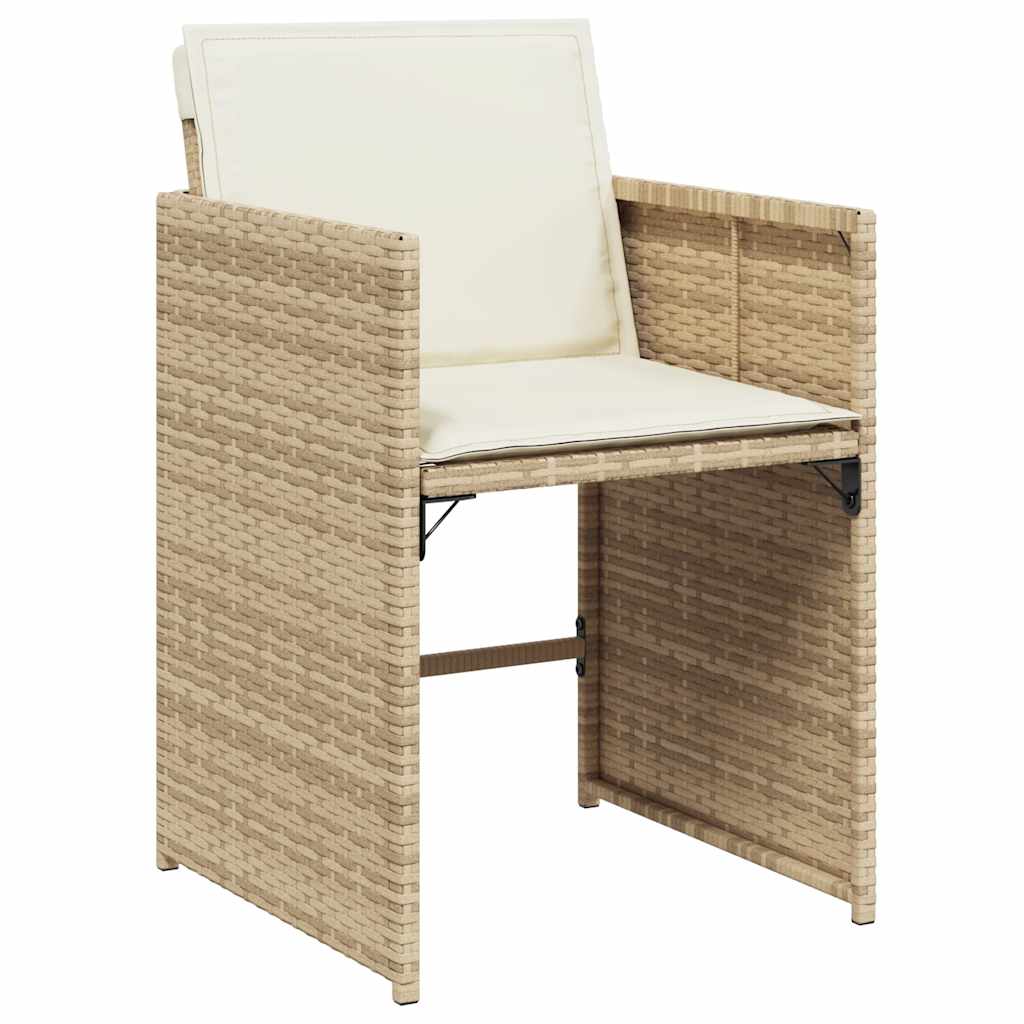 vidaXL 9 Piece Garden Dining Set with Cushions Beige Poly Rattan 5