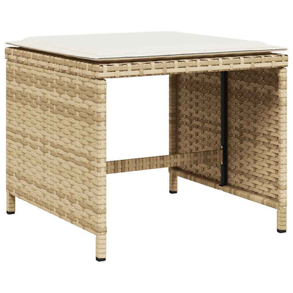 vidaXL 9 Piece Garden Dining Set with Cushions Beige Poly Rattan 6