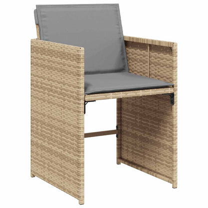 vidaXL 9 Piece Garden Dining Set with Cushions Mix Beige Poly Rattan 5