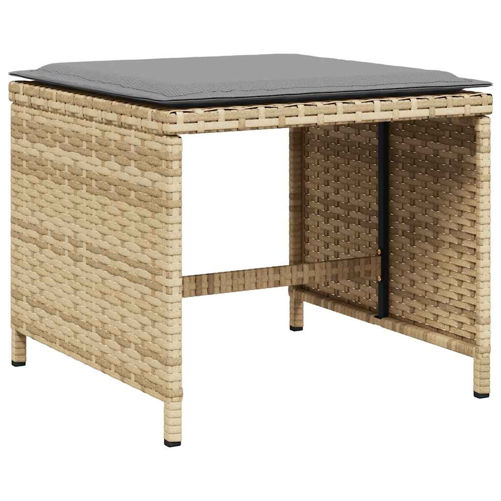 vidaXL 9 Piece Garden Dining Set with Cushions Mix Beige Poly Rattan 6