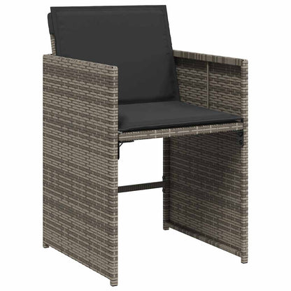 vidaXL 9 Piece Garden Dining Set with Cushions Grey Poly Rattan 4