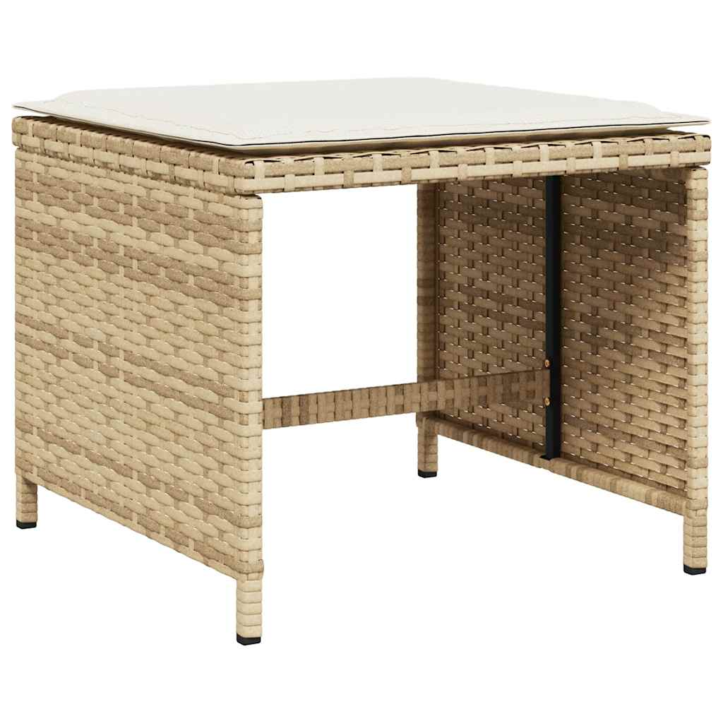 vidaXL 9 Piece Garden Dining Set with Cushions Beige Poly Rattan 5