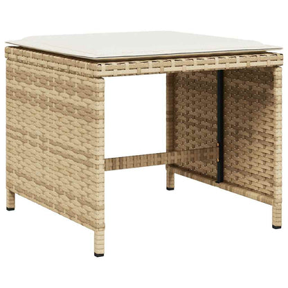 vidaXL 9 Piece Garden Dining Set with Cushions Beige Poly Rattan 5