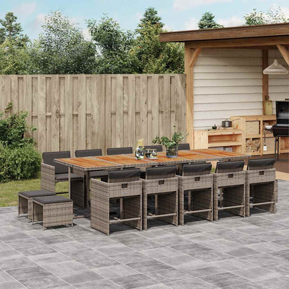 vidaXL 9 Piece Garden Dining Set with Cushions Poly Rattan Wood