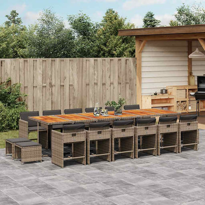 vidaXL 9 Piece Garden Dining Set with Cushions Poly Rattan Wood