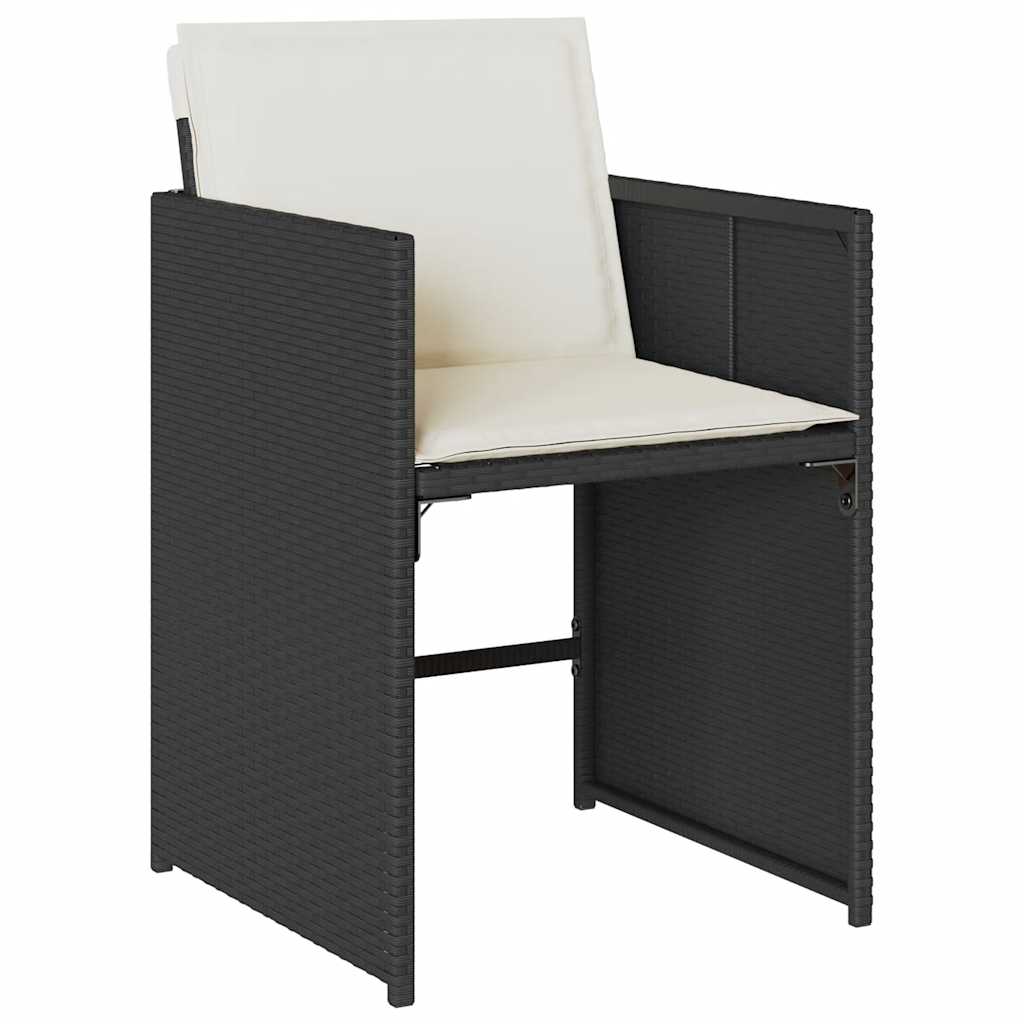 vidaXL 9 Piece Garden Dining Set with Cushions Black Poly Rattan 4