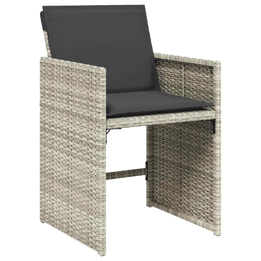 vidaXL 9 Piece Garden Dining Set with Cushions Light Grey Poly Rattan 4