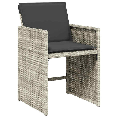 vidaXL 9 Piece Garden Dining Set with Cushions Light Grey Poly Rattan 4