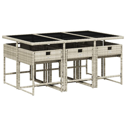 vidaXL 7 Piece Garden Dining Set with Cushions Light Grey Poly Rattan 3
