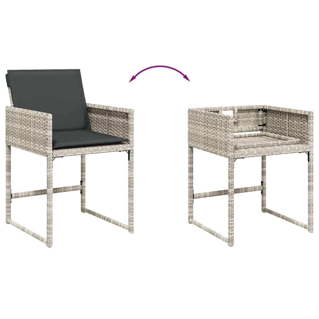 vidaXL 7 Piece Garden Dining Set with Cushions Light Grey Poly Rattan 6