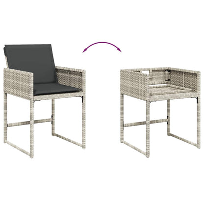 vidaXL 7 Piece Garden Dining Set with Cushions Light Grey Poly Rattan 6