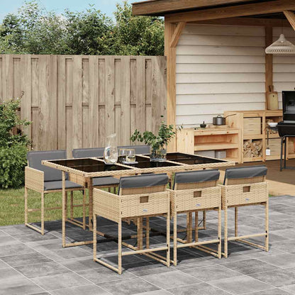 vidaXL 7 Piece Garden Dining Set with Cushions Mix Beige Poly Rattan 1