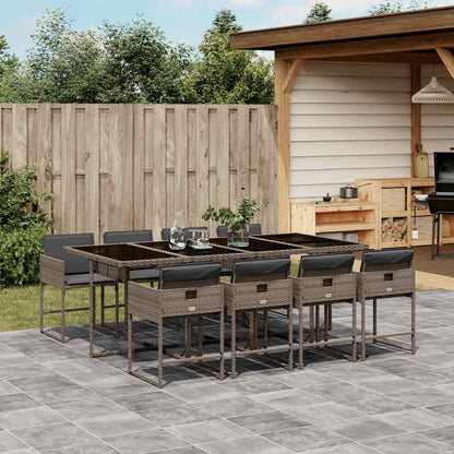 vidaXL 9 Piece Garden Dining Set with Cushions Poly Rattan Glass 8