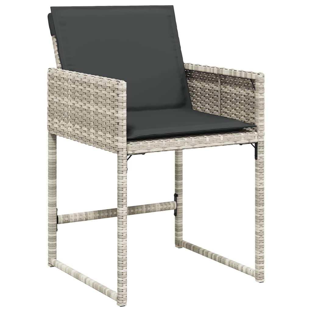 vidaXL 9 Piece Garden Dining Set with Cushions Light Grey Poly Rattan 5