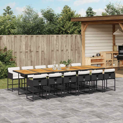 vidaXL 5 Piece Garden Dining Set with Cushions Poly Rattan Wood