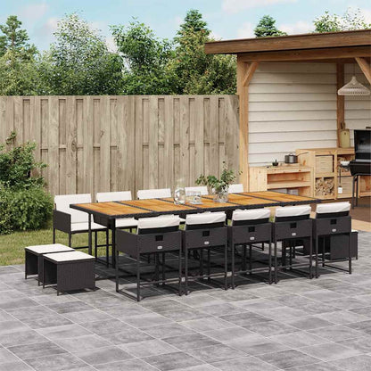 9 Piece Garden Dining Set with Cushions Poly Rattan Wood 14