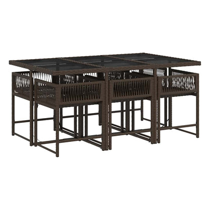 vidaXL 7 Piece Garden Dining Set with Cushions Brown Poly Rattan 5