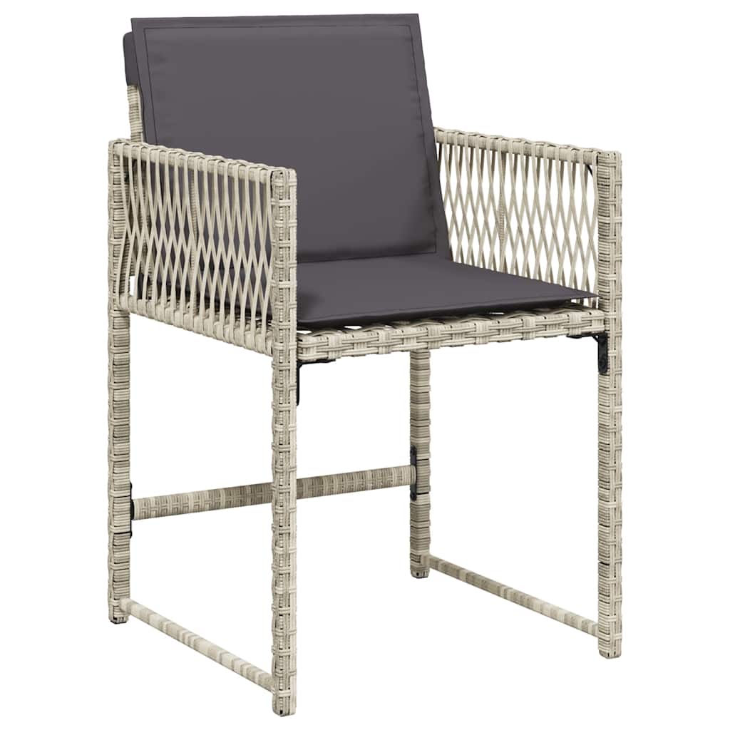 vidaXL 7 Piece Garden Dining Set with Cushions Light Grey Poly Rattan 5