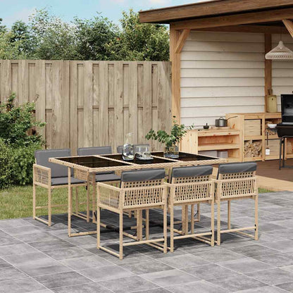 vidaXL 7 Piece Garden Dining Set with Cushions Mix Beige Poly Rattan 1