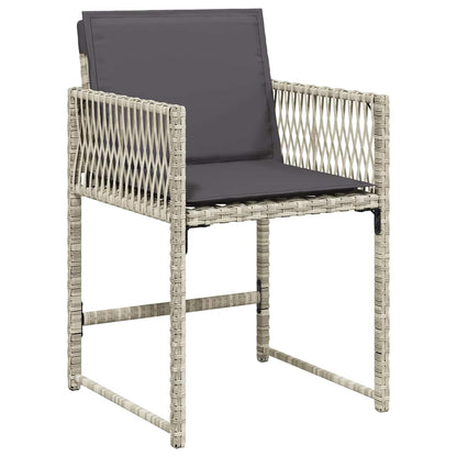 vidaXL 9 Piece Garden Dining Set with Cushions Light Grey Poly Rattan 4