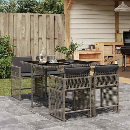 vidaXL 5 Piece Garden Dining Set with Cushions Poly Rattan 4 pcs