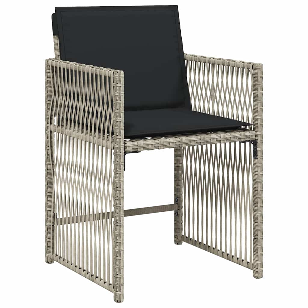 vidaXL 5 Piece Garden Dining Set with Cushions Light Grey Poly Rattan 4