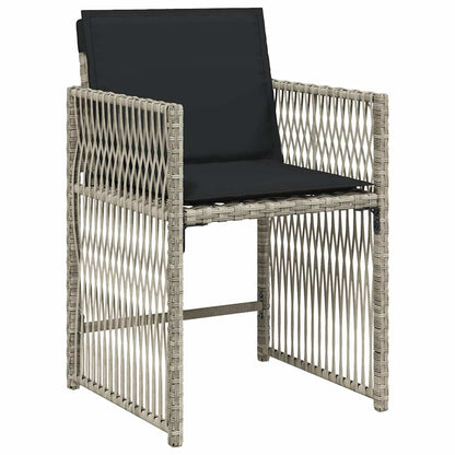 vidaXL 5 Piece Garden Dining Set with Cushions Light Grey Poly Rattan 4