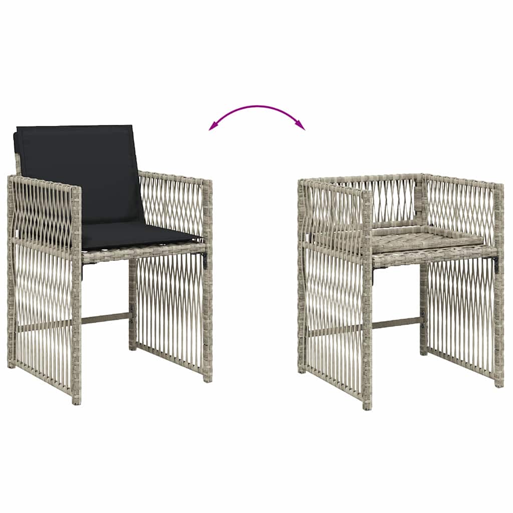 vidaXL 5 Piece Garden Dining Set with Cushions Light Grey Poly Rattan 5