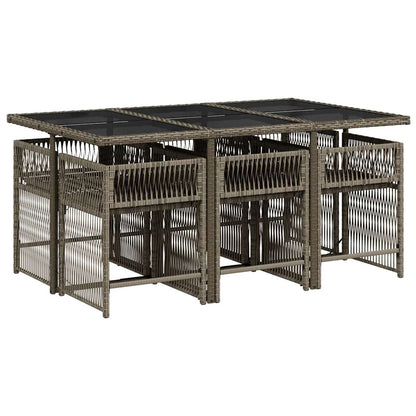 vidaXL 7 Piece Garden Dining Set with Cushions Grey Poly Rattan 4