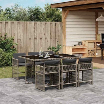 vidaXL 7 Piece Garden Dining Set with Cushions Grey Poly Rattan 1