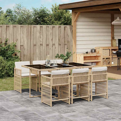 vidaXL 7 Piece Garden Dining Set with Cushions Poly Rattan 6 pcs
