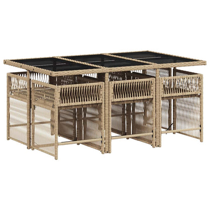 vidaXL 7 Piece Garden Dining Set with Cushions Mix Beige Poly Rattan 4