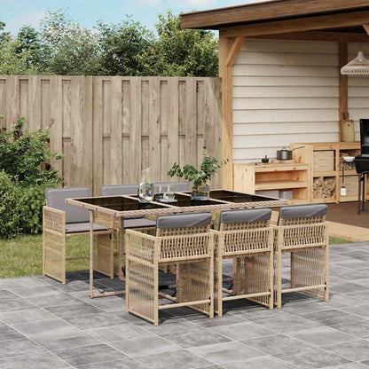 vidaXL 7 Piece Garden Dining Set with Cushions Mix Beige Poly Rattan 1