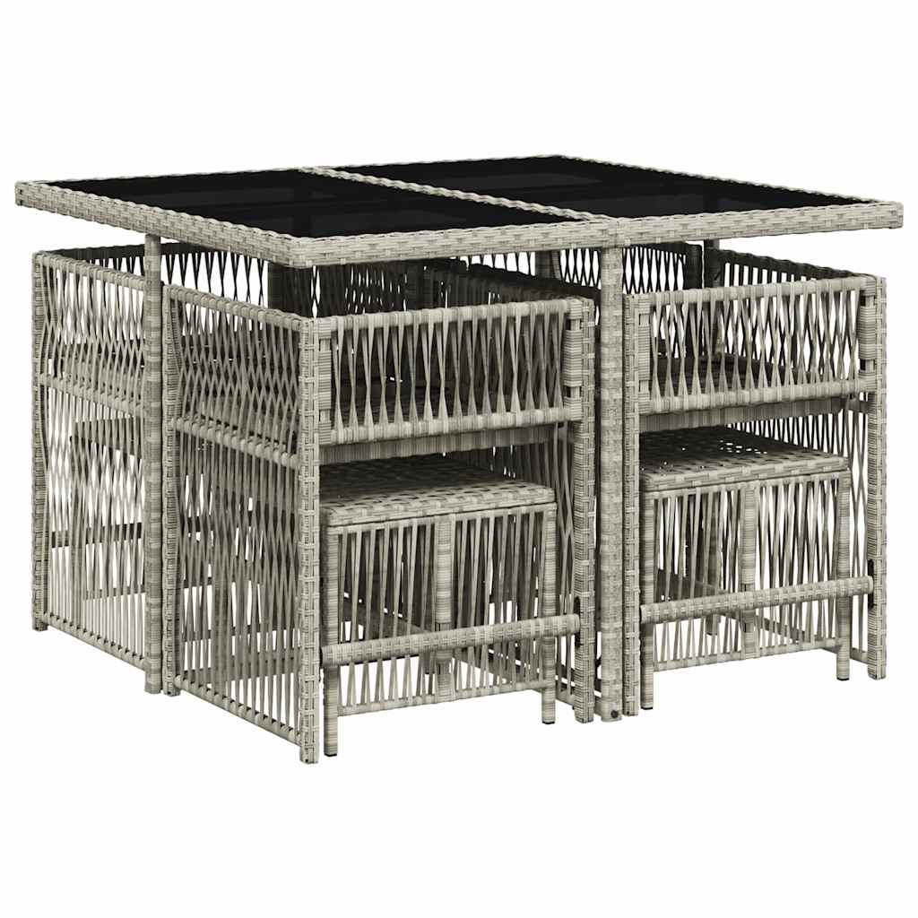 vidaXL 9 Piece Garden Dining Set with Cushions Light Grey Poly Rattan 3