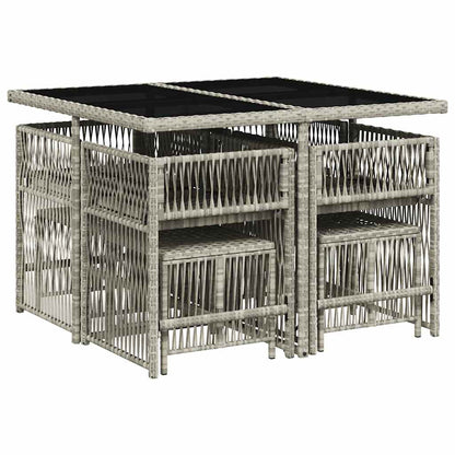 vidaXL 9 Piece Garden Dining Set with Cushions Light Grey Poly Rattan 3