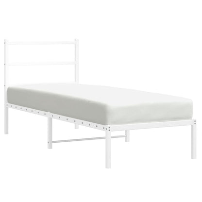 Metal Bed Frame without Mattress with Headboard White 75 cm 190 cm