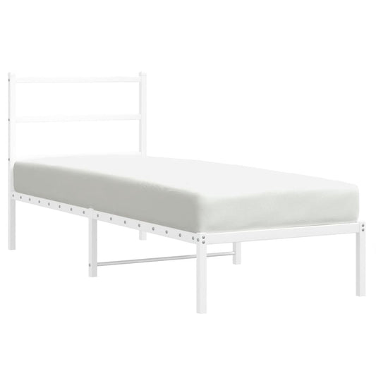 Metal Bed Frame without Mattress with Headboard White 75 cm 190 cm