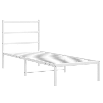 Metal Bed Frame without Mattress with Headboard White 75 cm 190 cm
