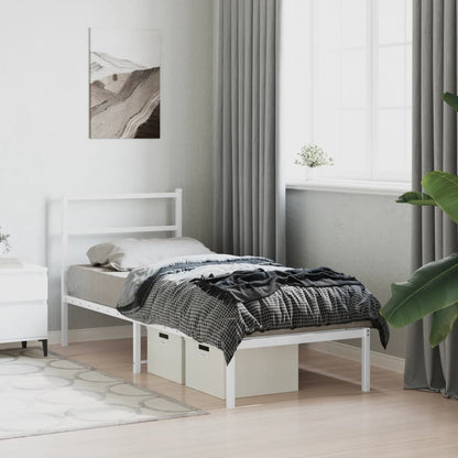 Metal Bed Frame without Mattress with Headboard White 75 cm 190 cm