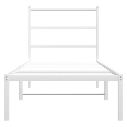 Metal Bed Frame without Mattress with Headboard White 75 cm 190 cm