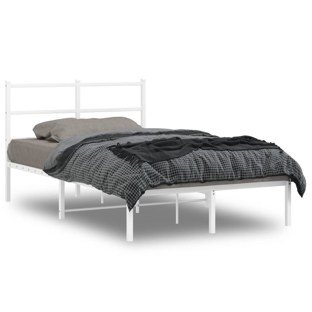 Metal Bed Frame without Mattress with Headboard White 120 cm 190 cm