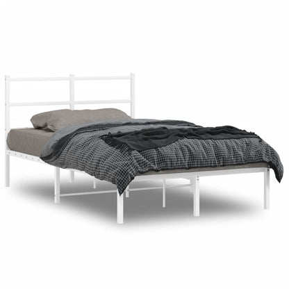 Metal Bed Frame without Mattress with Headboard White 120 cm 200 cm