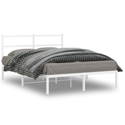 Metal Bed Frame without Mattress with Headboard White 135 cm 190 cm