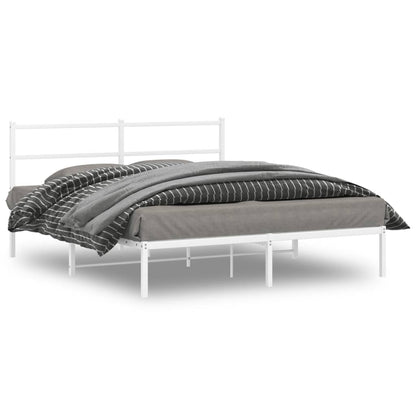 Metal Bed Frame without Mattress with Headboard White 150 cm 200 cm