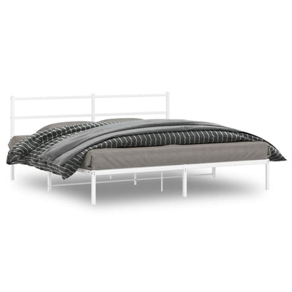 Metal Bed Frame without Mattress with Headboard White 180 cm 200 cm