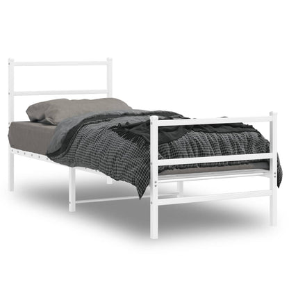 Metal Bed Frame without Mattress with Footboard with Headboard & Footboard White 80 cm 200 cm