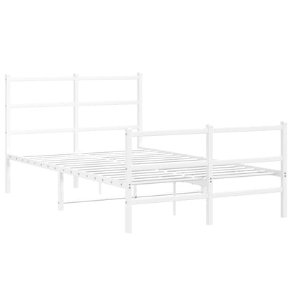 Metal Bed Frame without Mattress with Footboard with Headboard & Footboard White 120 cm 190 cm