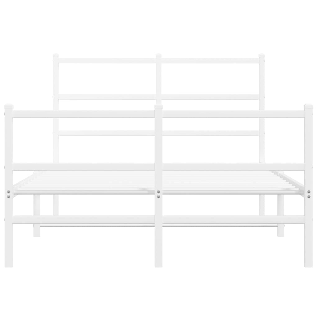 Metal Bed Frame without Mattress with Footboard with Headboard & Footboard White 120 cm 190 cm